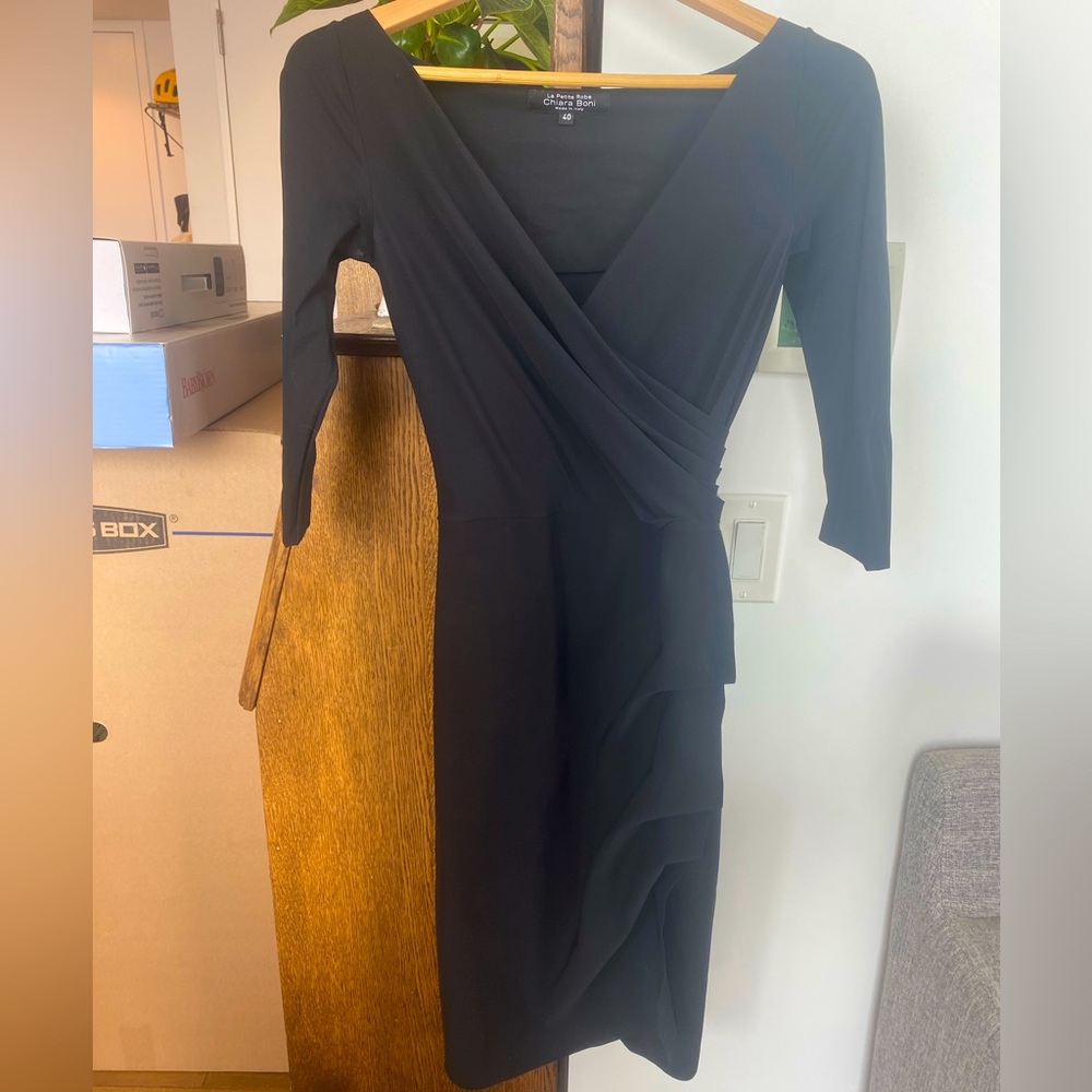 Chiara Boni La Petite Robe short long sleeve black dress